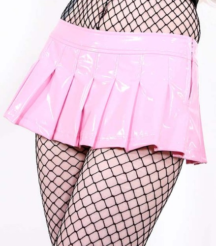 Pink Vinyl Pleated Micro Mini Skirt | S / Pink