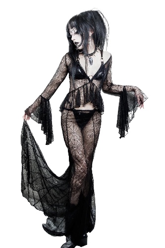 Webutante Spiderweb Mesh Maxi Skirt | S / Black