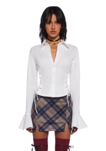 Rare Moment Collared Top | WHITE / Small