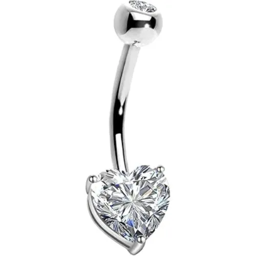 Solid White Gold 10K Navel Piercing