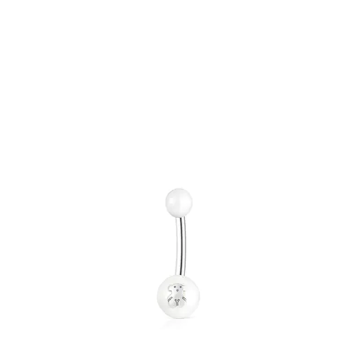 Piercing de ombligo de acero y perlas TOUS Pearl