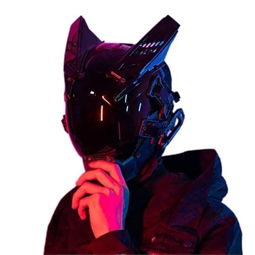 Cyberpunk Mask, Futuristic Techwear Helmet Cool Cyber Mask, Cool Mask Cosplay Accessories Halloween Full Face Mask - Black