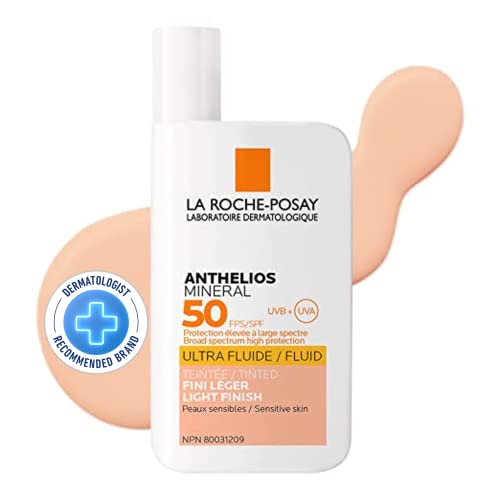 La Roche-Posay Anthelios Face Sunscreen & BUNDLE, Broad Spectrum UVA-UVB Sun Protection for all Skin Types, Lightweight, Non-Greasy Texture, Non-Comedogenic, Water Resistant, Fragrance Free - MINERAL TINTED, SPF 50