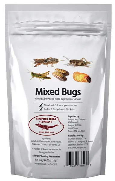 Edible Insects Bag of Mixed Edible Bugs. Grasshoppers, Crickets, Silk Worms and Sago Worms (1 Pack)