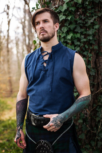 Sleeveless Renaissance Tunic - Navy / L