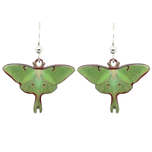 Luna Moth Earrings by d'ears Non-Tarnish Sterling Silver French Hook Ear Wire - Stainless Steel