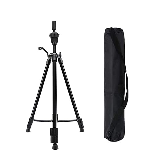 Tripode Cabeza Peluqueria, DanseeMeibr Plus Ajustable (24-64 Pulgada) Soporte de trípode antideslizante de Aluminio, Cabeza de trípode Soporte para cabeza Maniqui Peluqueria con Bolsa de Transporte