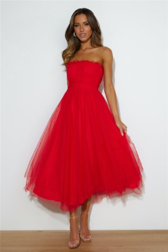 VIP Mood Midi Dress  RED | L