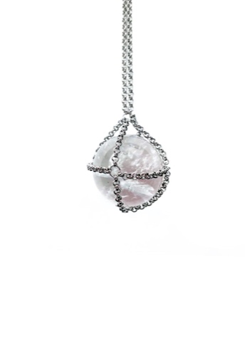 Caged Quartz Necklace - Sterling Silver