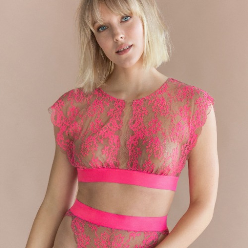 Wild Lace Bra Top - L / Neon Pink
