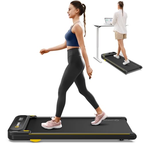 UREVO Under Desk Treadmill, Walking Pad for Home/Office, Portable Walking Treadmill 2.25HP, Walking Jogging Machine with 265 lbs Weight Capacity Remote Control LED Display - Yellow