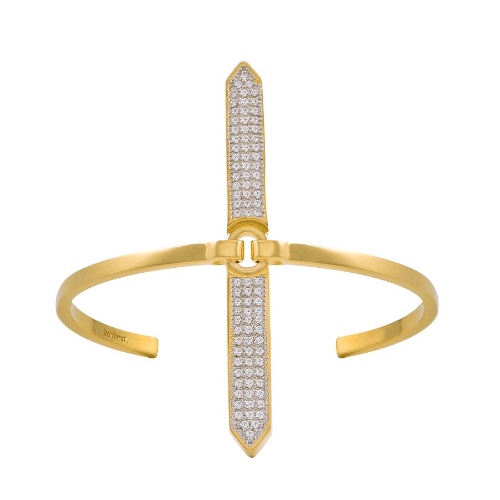 Maelynn Micro Pave Bangle Bracelet - 18k Gold-Plated Brass