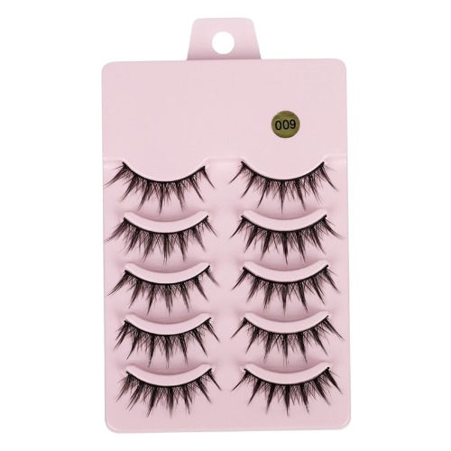 TOOYFUL 5 Pairs False Eyelashes, Thick Fake Anime Lashes, Natural Eyelashes D Curliness, Pure Handmade Natural Look Fluffy Artificial Eyelashes, Eyelash Extensions for Daily Use at Work, Style A