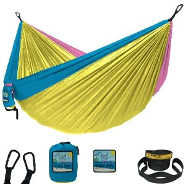 Wise Owl Outfitters Camping Hammocks - Portable Hammock for Outdoor, Indoor, Single  Double Use w/ Tree Straps - Backpacking, Travel, and Camping Accessories