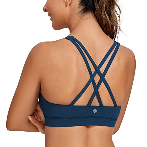 CRZ YOGA Women's Strappy Sports Bras Fitness Workout Padded Yoga Bra Criss Cross Back