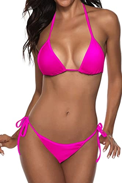 Women Two Piece Swimsuit Sexy Swimwear Halter String Triangle Bikini Sets