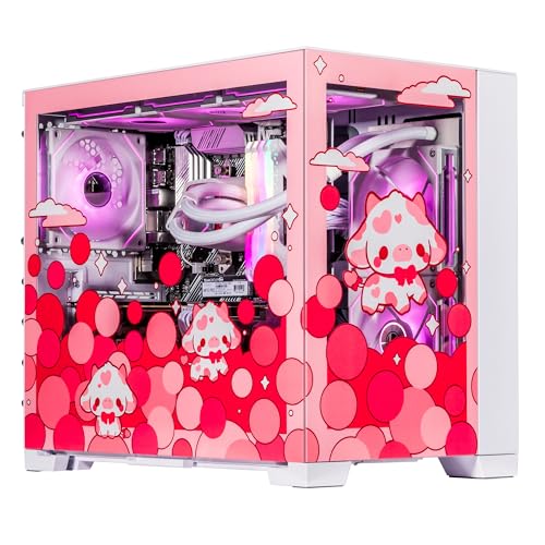 Velztorm Bubble Cow Pink Limited Edition Gaming PC (AMD Ryzen 7 5700X 8-Core, 128GB DDR4, 8TB PCIe SSD + 6TB HDD (3.5), GeForce RTX 4070 Ti 12GB, WiFi 5, BT 5, Liquid Cooled 240mm, 850W, Win 11 Pro) - 128GB RAM|8TB SSD+6TB HDD|Win11Pro - 4070 Ti - Rose Pink