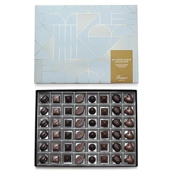 Friars Chocolate Selection Box - No Added Sugar, 48 Chocs | Praline, Caramel, Fruits, Milk & Dark Chocs | Premium Chocolates For Special Occasions & Gifts | Suitable for Vegetarian & Diabetic Diets