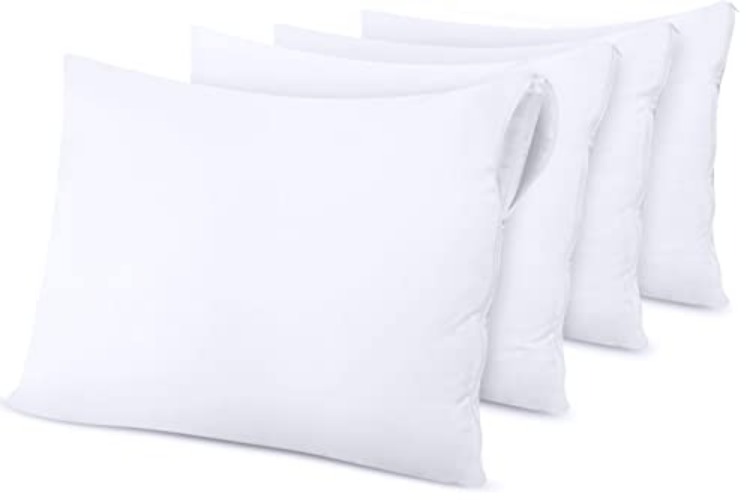Utopia Bedding Waterproof Pillow Protector Zippered (4 Pack) Queen – Bed Bug Proof Pillow Encasement 20 x 28 Inches - Queen - White