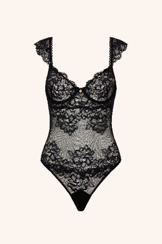 Ruffle Bodysuit Black | M / Black