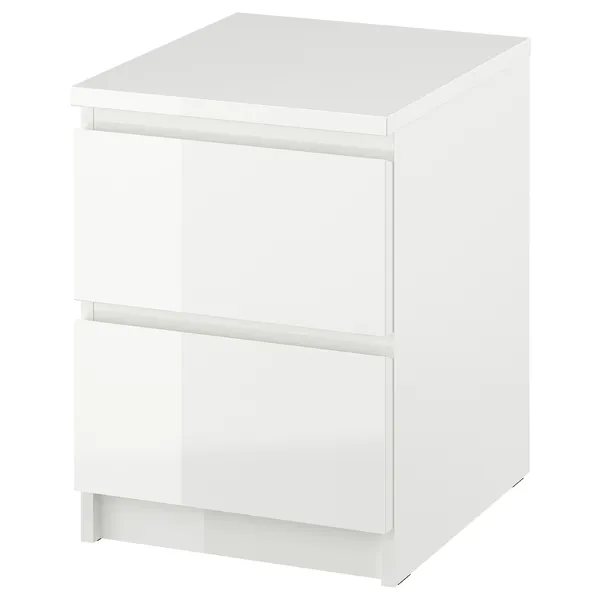 2 MALM Chest of 2 drawers - high-gloss white 40x55 cm