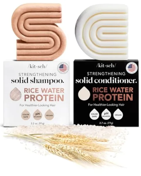 Kitsch Rice Bar Shampoo and Conditioner Set for Hair Growth and Strengthening | Paraben-Free, Made in US