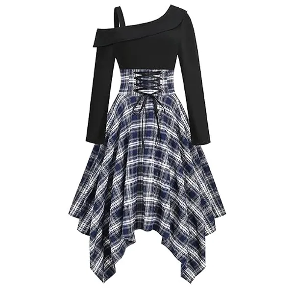 AMDOLE Fancy Dress Retro Casual Women's Dresses Christmas Reindeer Dresses for Women Outfits Fancy Dress for Adults