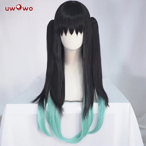 Uwowo Anime Cosplay Wig 48cm Black Wig Double Ponytails - one size
