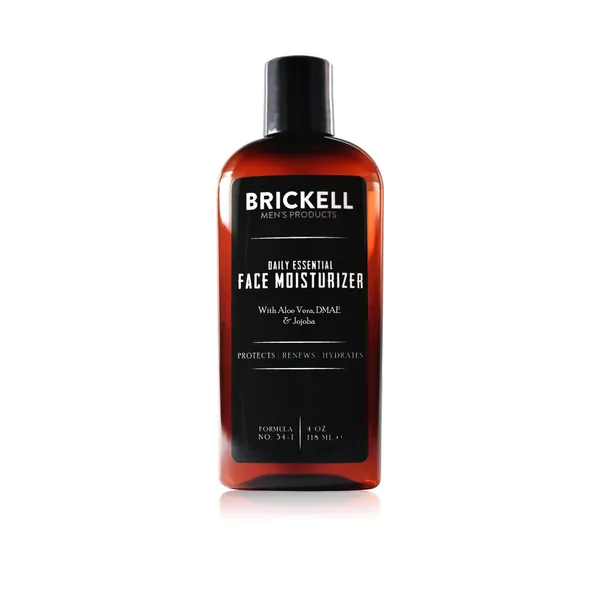 Brickell Men's Daily Essential Face Moisturizer for Men, Natural and Organic Fast-Absorbing Face Lotion with Hyaluronic Acid, Green Tea, and Jojoba, 118 mL, Scented