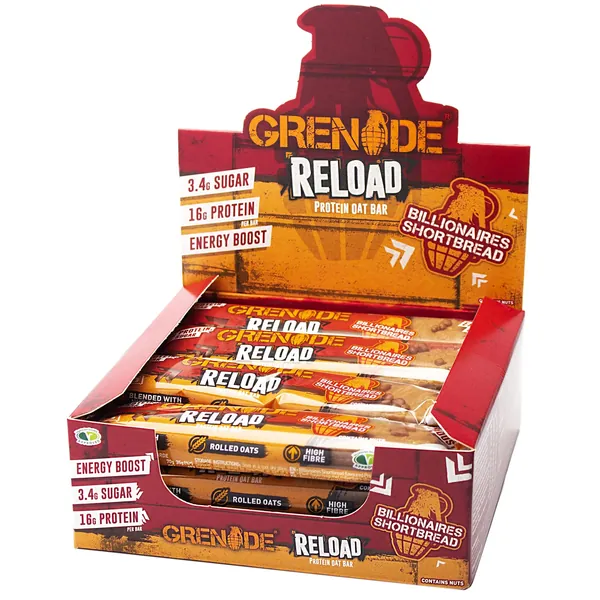 Grenade Reload High Protein Energy Oat Bar, 12 x 70g - Billionaires Shortbread