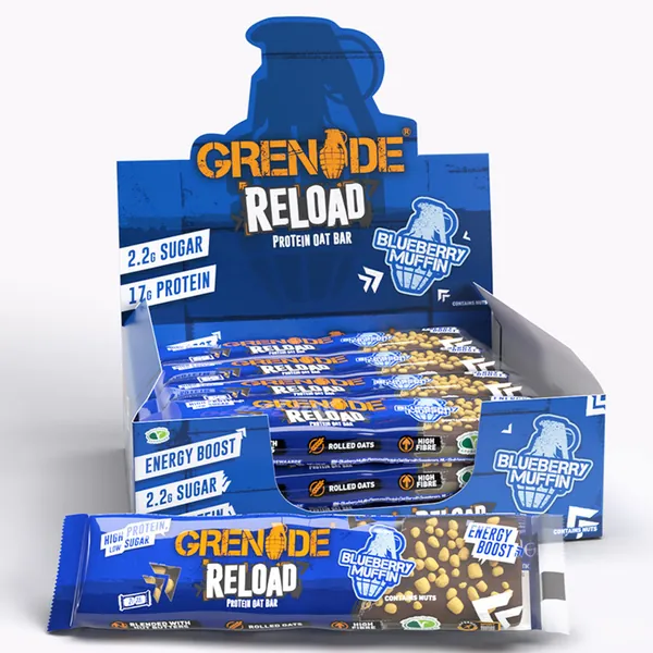 Grenade Reload High Protein Energy Oat Bar, 12 x 70g - Blueberry Muffin