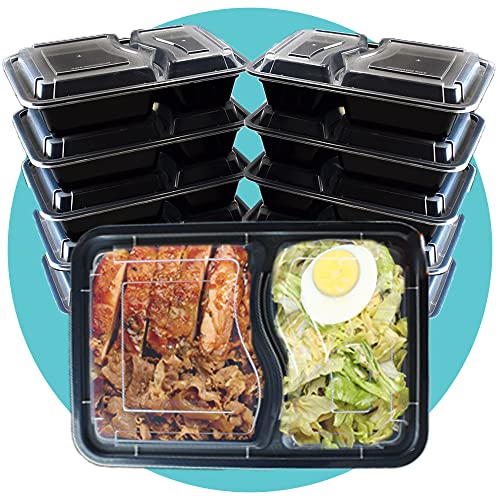 10 x Meal Prep Containers (2 Compartment)