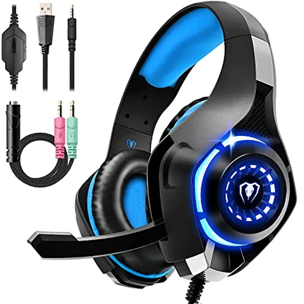 Gaming Headset for PC, Switch, Mobile, Gaming Headphones for nintendo with Noise Canceling Mic, Deep Bass Stereo Sound