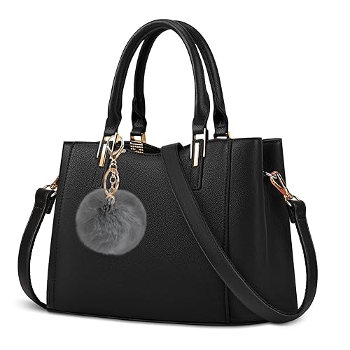Purses for Women Leather Handbags Waterproof Top Handle Bag Small Purse Ladies Cross Body Handbag Women Anti Theft Tote Purse - Black