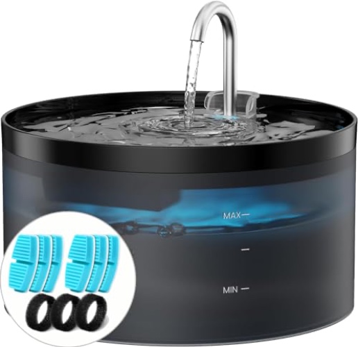 Cat Water Fountain - with 6 Carbon Filters + 3 Sponge Filters - Super Silent Cat Fountain - Faucet Cat Fountain - Quiet Water Pump - BEMOONY - Cat Fountain+6 Filters +3 Sponges