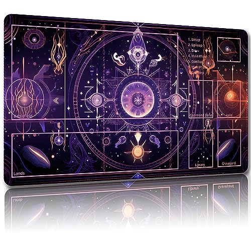 Malqiqi Playmat for MTG, with Free Storage Bags,Game Mat 24 x 14 inches, TCG and Board Game Mat for Cards,Mousepad Desk Mats (Magic Mat 36,with Zones) - With Zones - Magic Mat 36