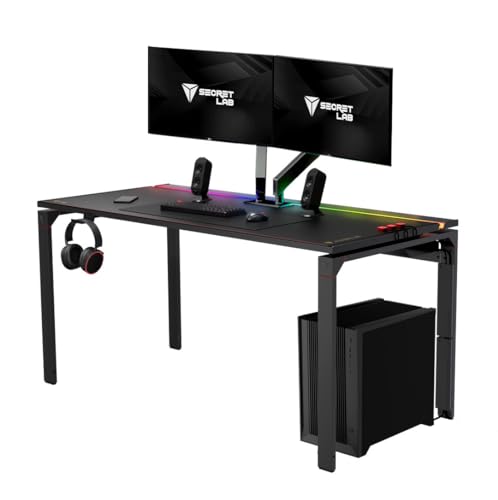 Secretlab MAGNUS Metal Desk | Ergonomic Gaming Desk with Magnetic Ecosystem | in-built Cable Management Tray | Ultra-Durable Metal Desk | Black & Red Magnetic Leatherette Desk Mat | 5-Year Warranty - Stealth