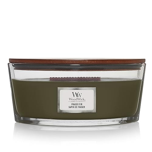 Woodwick Ellipse Scented Candle, Frasier Fir Scented, Up to 50 Hours Burn Time, Great for Any Home Decoration or Holiday Gift Ideas, 16oz - Frasier Fir - Ellipse