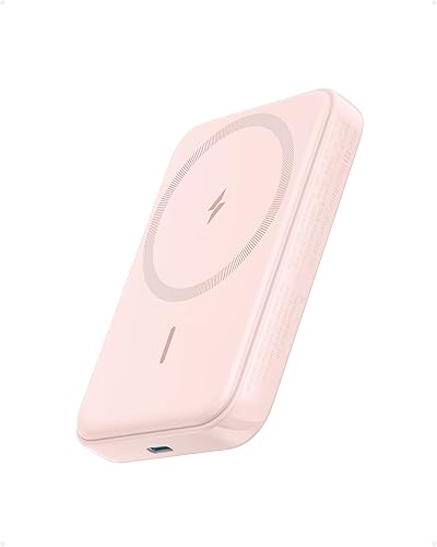 Anker 321 MagGo Battery (PowerCore Magnetic 5K), 5,000mAh Magnetic Wireless Portable Charger, Compatible with iPhone 15/15 Plus/15 Pro/15 Pro Max, iPhone 14/13/12 Series (Pink) - Pink