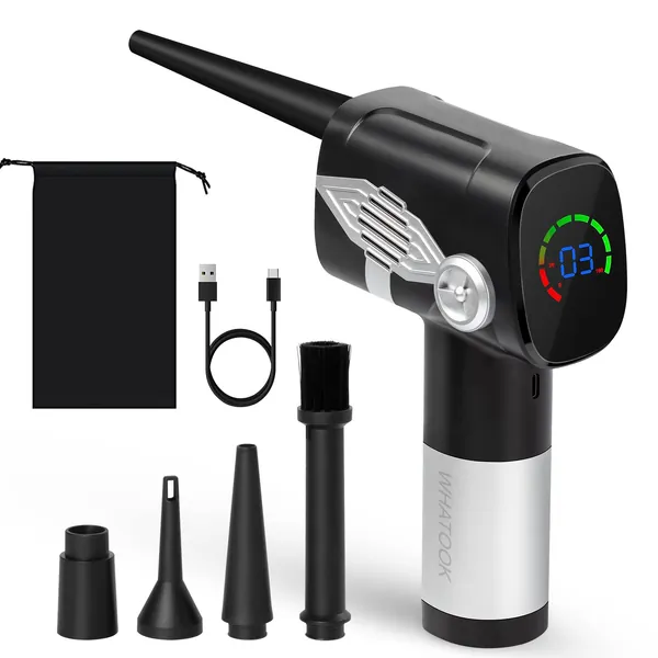 Compressed Air Duster, Electric Air Duster: 6000mAh Rechargeable Air Blower, Type-C Fast Charge, Enhanced 40000 RPM-Stepless Speed Motor,Cordless Air Duster for Computer Keyboard Cleaning