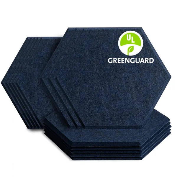 BUBOS 12 Pack Hexagon Acoustic Panels Soundproof Wall Panels,14 X 13 X 0.4Inches Sound Absorbing Panels Acoustical Wall Panels, Acoustic Treatment for Recording Studio, Office, Home Studio,Dark Blue