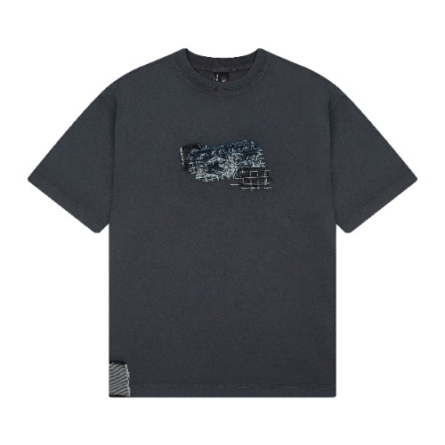"sashiko" T Shirt anthracite | large