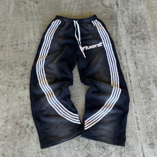 Black Striped Sweatpants | LARGE