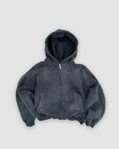 SUNFADED BLACK ZIP UP | large