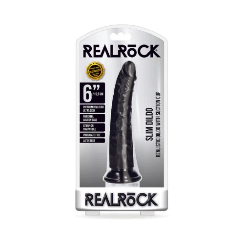 Realistic 6 in. Slim Dildo w/ Suction Cup Black
