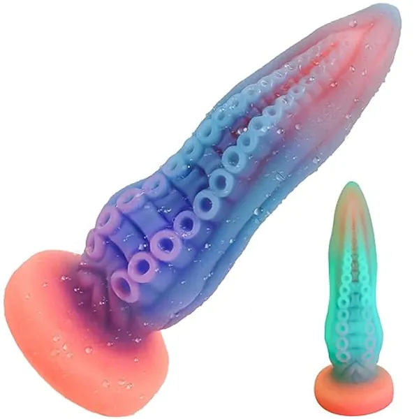 9.6'' Monster Dildo Fantasy Huge Realistic Dildo Luminous Octopus Tentacle with Strong Suction Cup, Dragon Dildo for Women Sex, Anal Toys for Men Gay, Adult Toys for Women Men - Illuminated Octopus