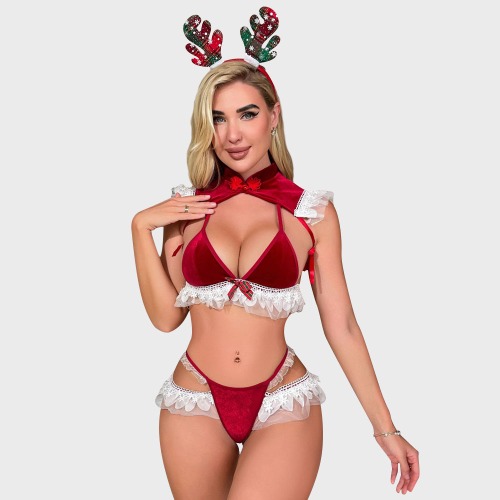 Xmas Lingerie Set - Red / L
