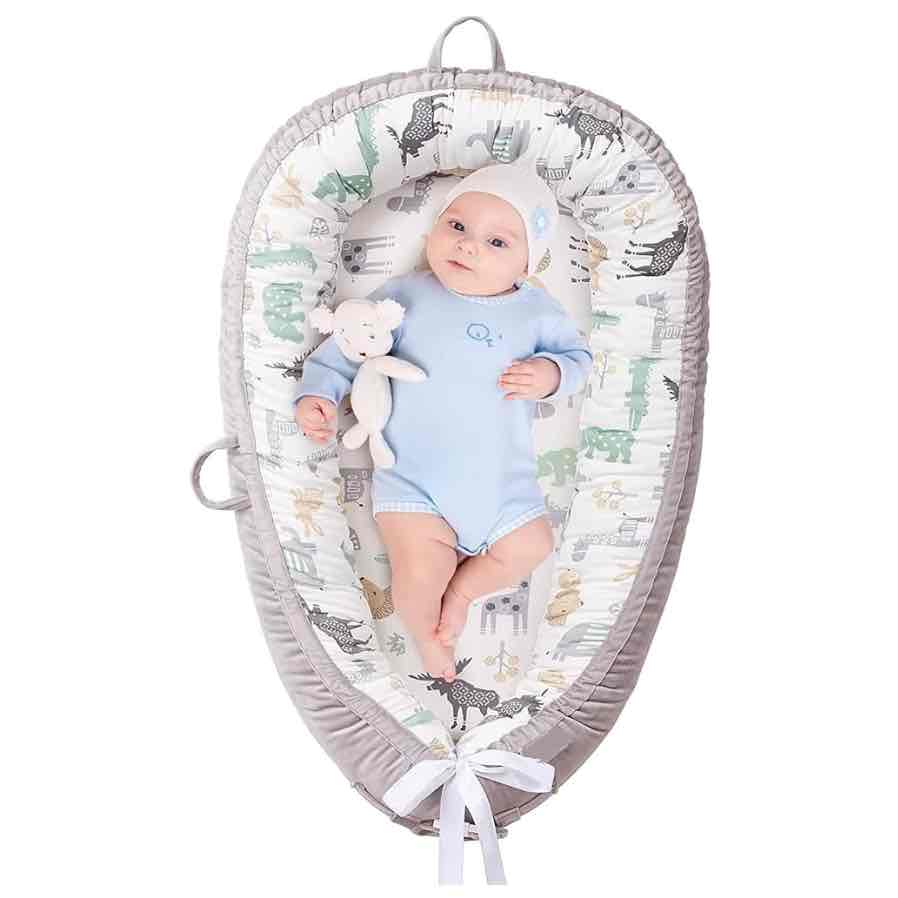 Animal Print Baby Lounger Cover, 100% Breathable Cotton & Ultra Soft Infant Lounger Cover, Crib & Bassinet Mattress Cover, Travel Baby Bed Cover, for Infant & Newborn Cover as Baby Gift (Animal)