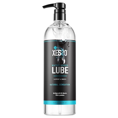 XESSO Water-Based Lube 32 fl oz, All Natural & Hypoallergenic Without Glycerin & Parabens, Slippery Massage Gel for Women, Men and Couples. Made in US & Discreet Package - Unscented - 32 Fl Oz (Pack of 1)