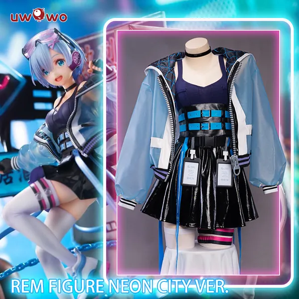 Uwowo Re:Zero Rem Figure Neon City Ver. Cosplay Costume | XXL